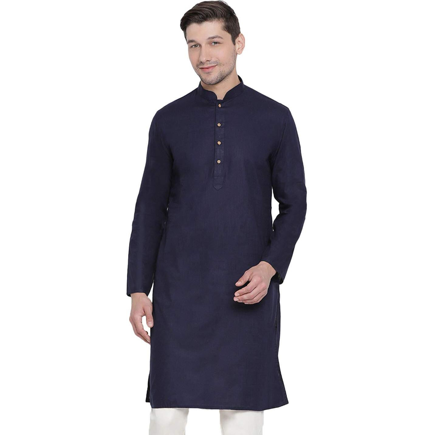 VASTRAMAY Soft & Comfortable Linen Cotton Kurta for Men  Plain Solid Ethnic Wear, Perfect Fit for All Body Types  Ideal For Ethnic & Festive Occasions & Festive Occasions
