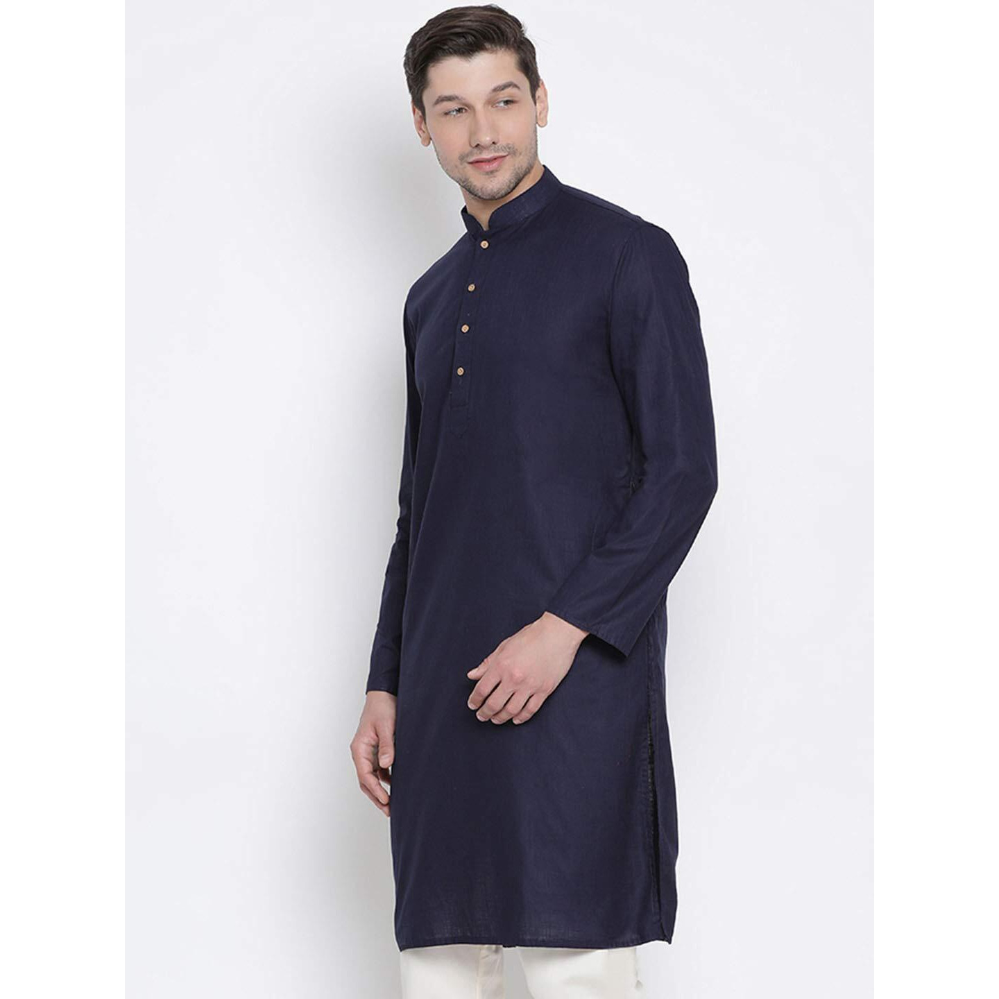 VASTRAMAY Soft & Comfortable Linen Cotton Kurta for Men  Plain Solid Ethnic Wear, Perfect Fit for All Body Types  Ideal For Ethnic & Festive Occasions & Festive Occasions