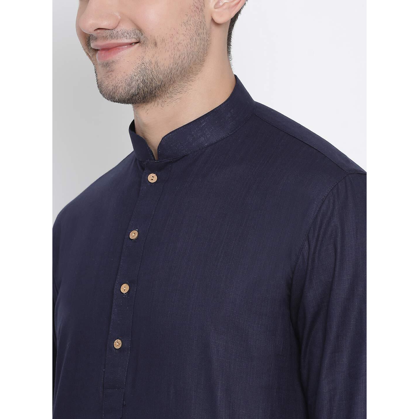 VASTRAMAY Soft & Comfortable Linen Cotton Kurta for Men  Plain Solid Ethnic Wear, Perfect Fit for All Body Types  Ideal For Ethnic & Festive Occasions & Festive Occasions