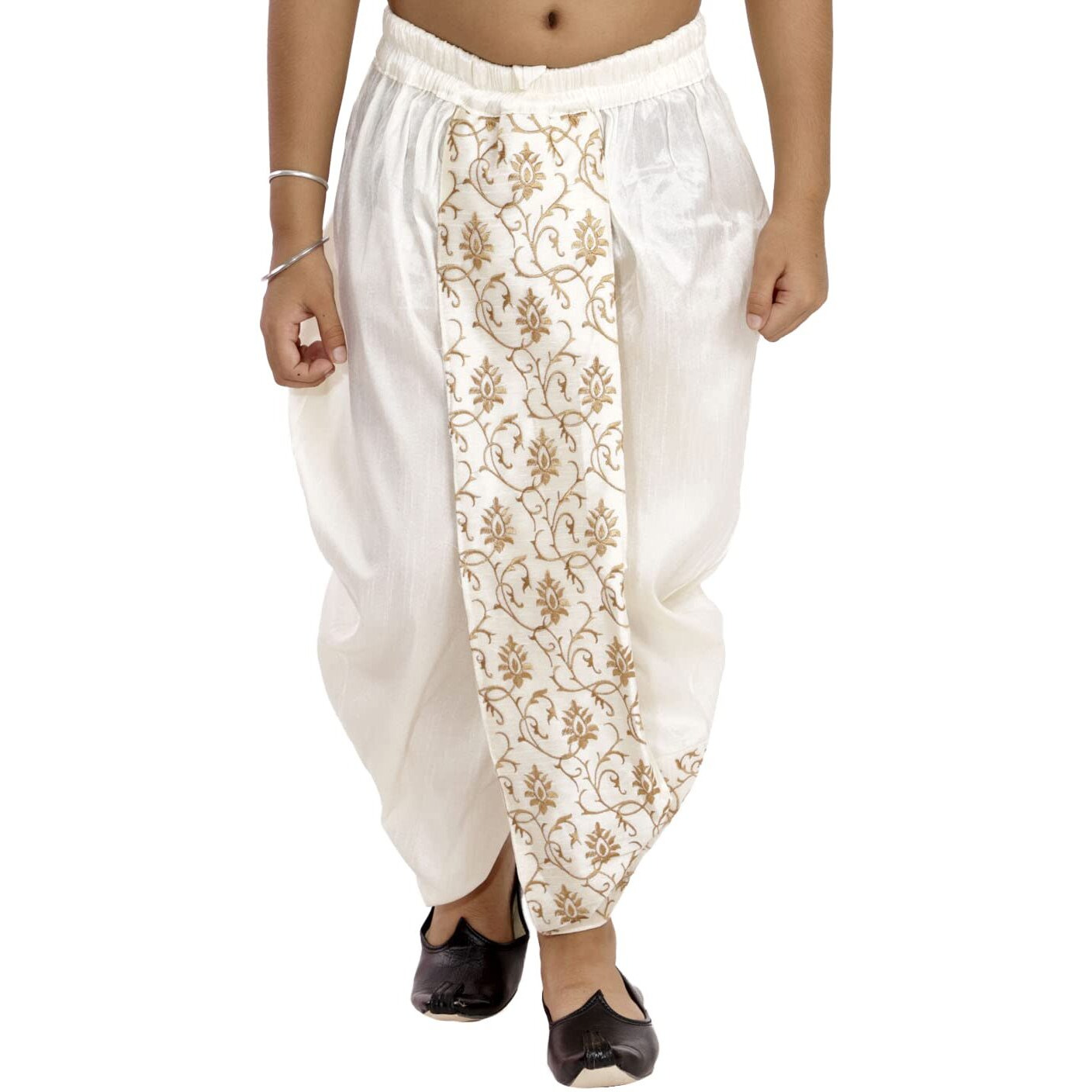 VASTRAMAY Boys' Cream Traditional Embroidered Dhoti_VASBDT006CR_22