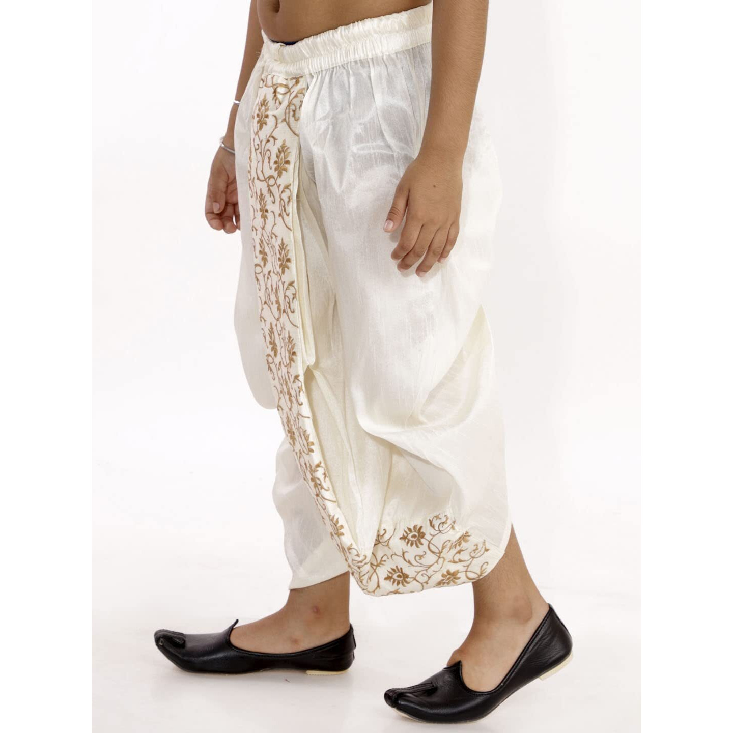 VASTRAMAY Boys' Cream Traditional Embroidered Dhoti_VASBDT006CR_22