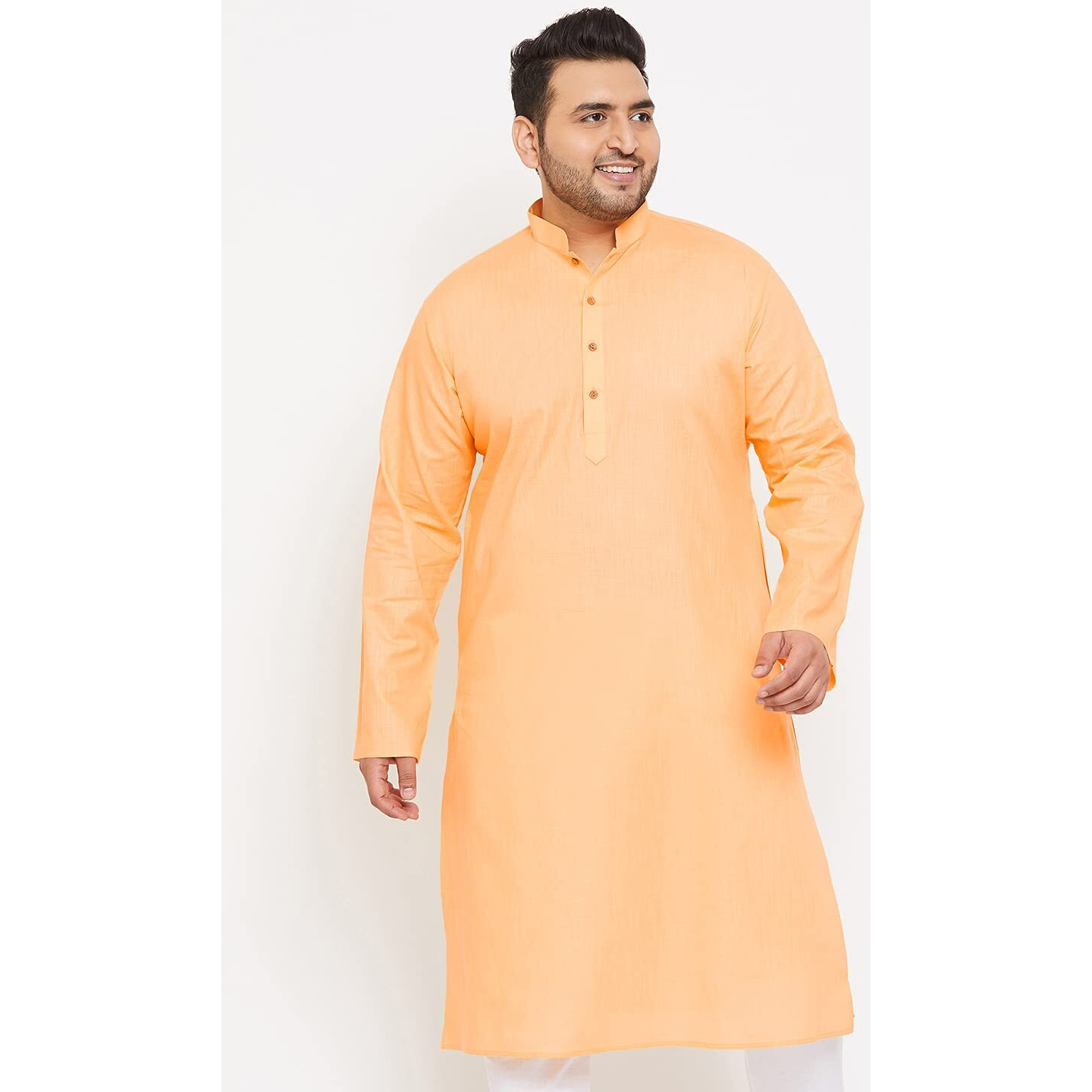 VASTRAMAY Plus Mens Cotton Blend Fawn Kurta - Timeless Elegance for Festivals & Events_VPLUSMK007FN_44