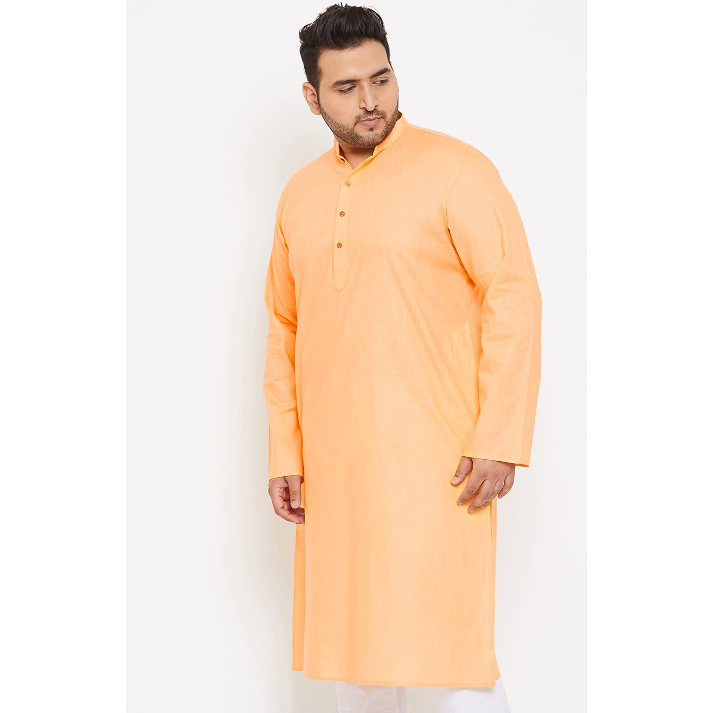 VASTRAMAY Plus Mens Cotton Blend Fawn Kurta - Timeless Elegance for Festivals & Events_VPLUSMK007FN_44