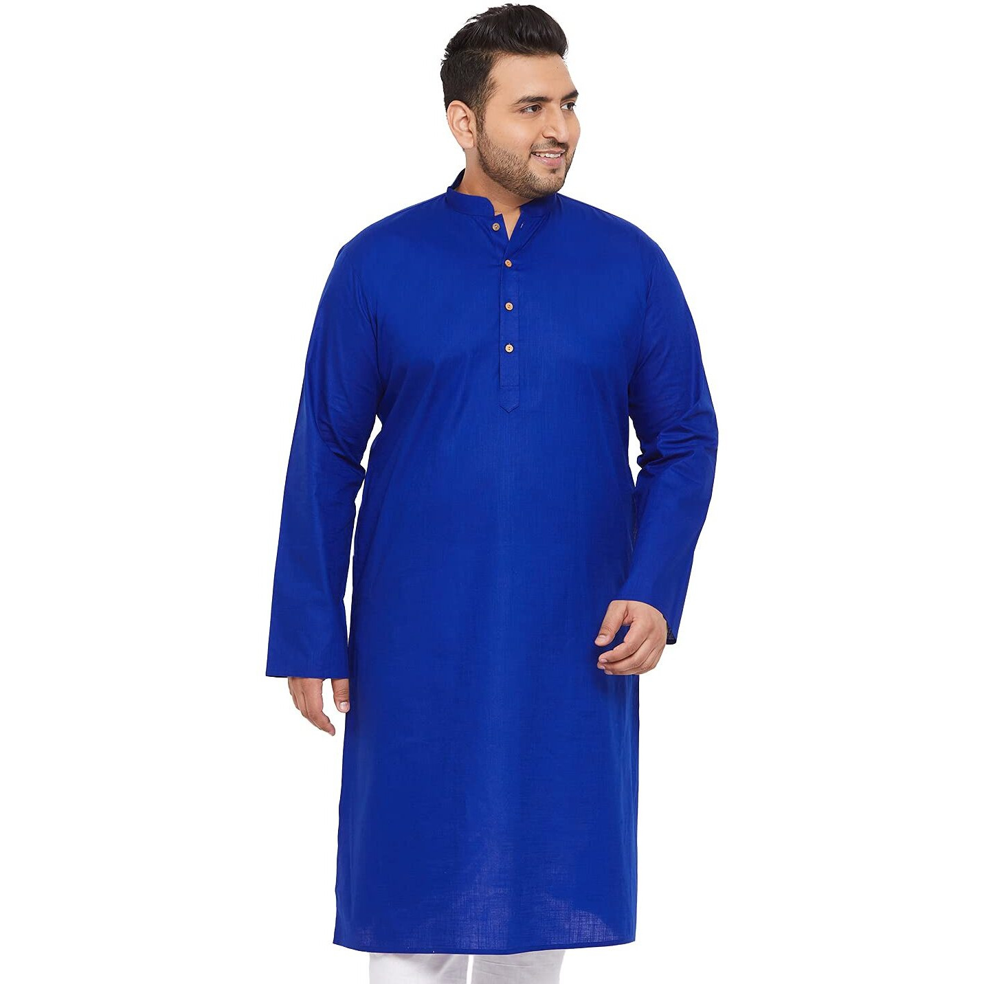 VASTRAMAY Plus Men's Blue Cotton Blend Kurta (VPLUSMK007BU_48)