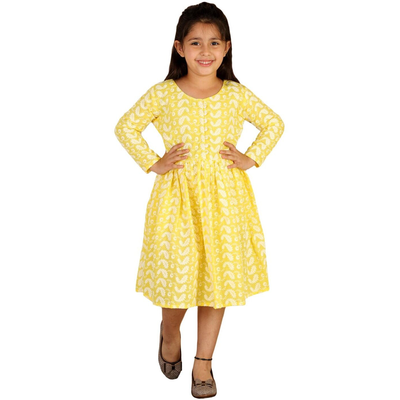 VASTRAMAY Girls' Mustard Ethnic Dress_VASGK094MD_24