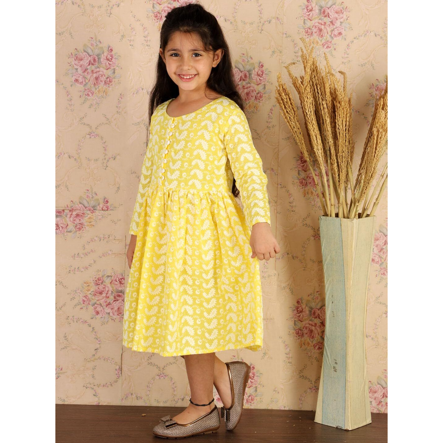 VASTRAMAY Girls' Mustard Ethnic Dress_VASGK094MD_24