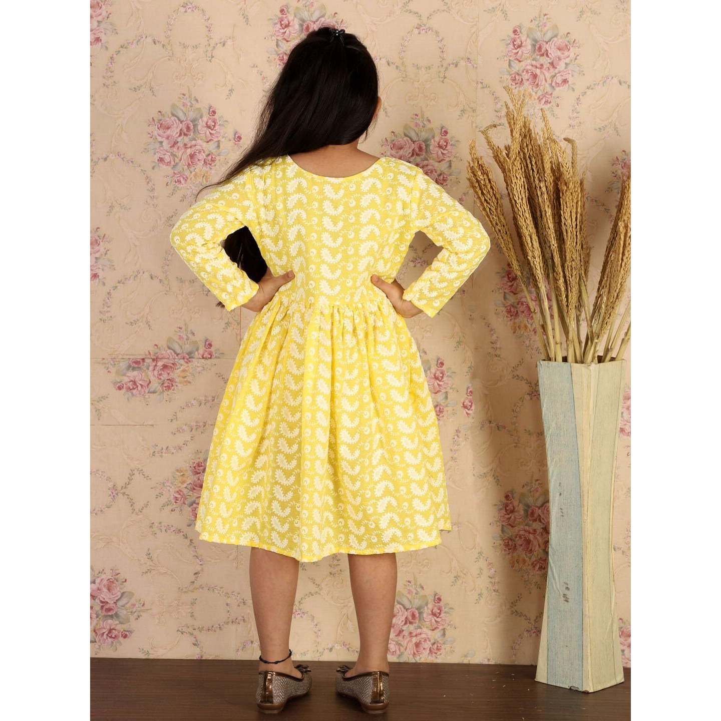 VASTRAMAY Girls' Mustard Ethnic Dress_VASGK094MD_24
