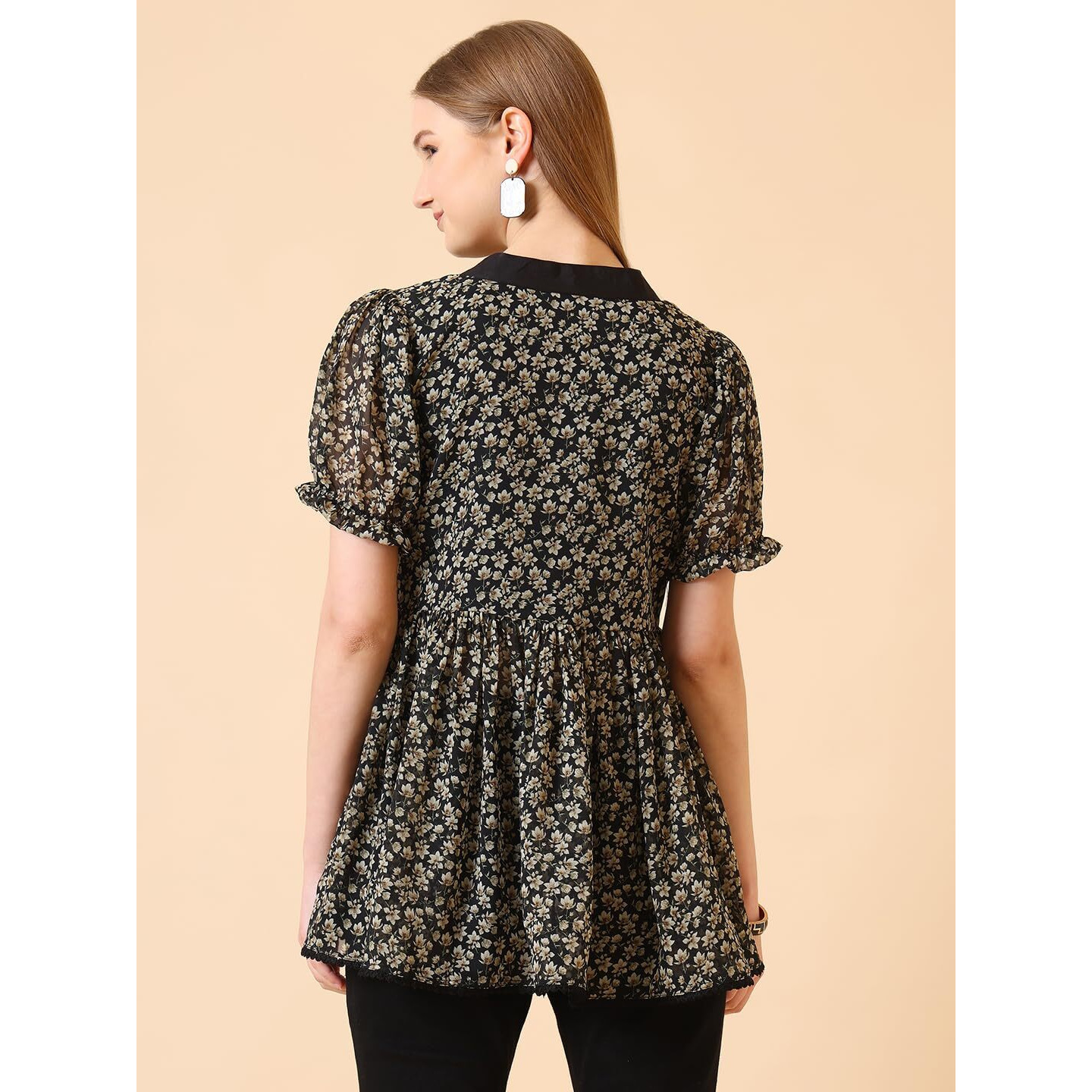 Wedani Women's Casual Georgette Printed Floral Top