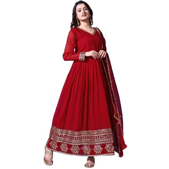 Wedani Georgette Anarkali Kurta for Women Maroon