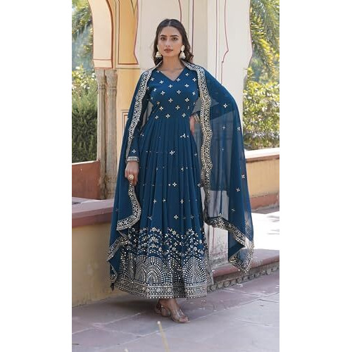 Wedani Georgette Anarkali Kurta Set with Dupatta For women