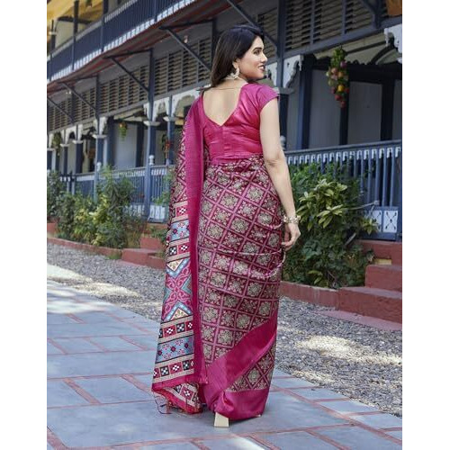 Yashika Women's Printed Art Silk Women Saree Kanjivaram Saree with Blouse Material |saree for Women | Saree | New Sari | Latest Saree (AZ-YS-P1-KAPALI PINK JHALAR)
