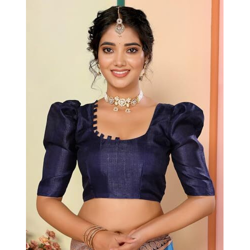 Yashika Women's Art Silk Printed with Tassels Unstitched Blouse Material Stylish Party Casual Wear Traditional Trendy Saree (AZ-YS-P1-KRIPA-Parent_Blue)