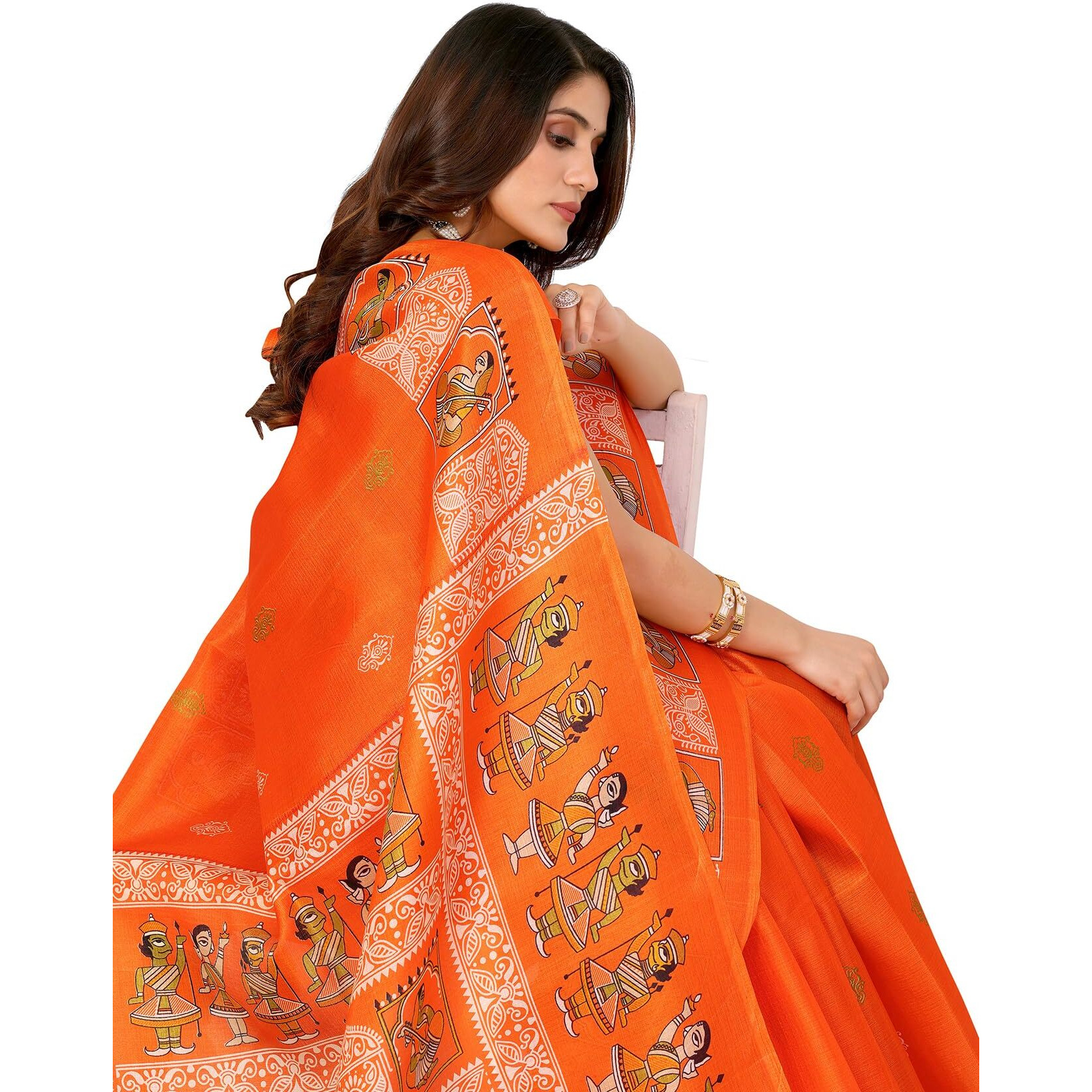Yashika Women's Woven Latest Art Silk and Tassels Saree with Unstitched Blouse Material (AZ-YS-P3-NAFIZA-Parent_Orange)