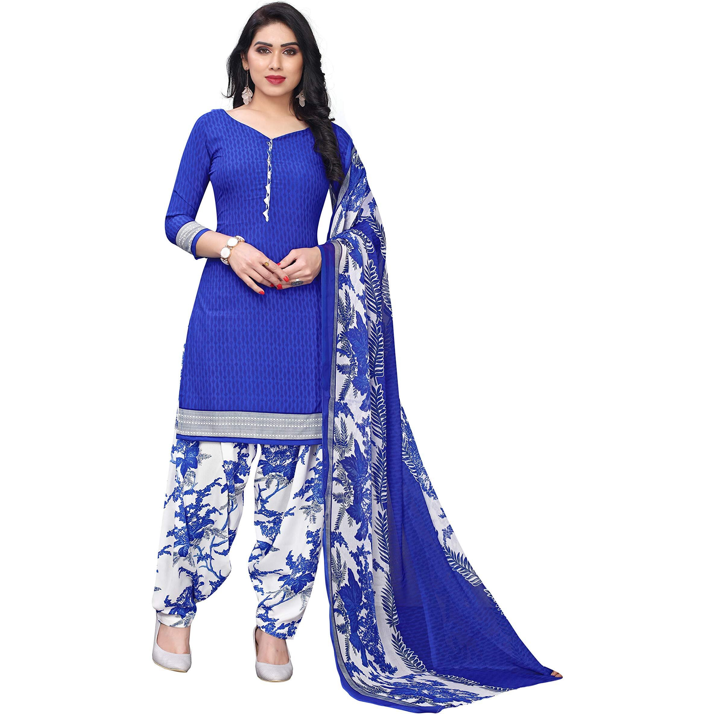 Yashika Women's Crepe No Style Name Dress Material (GHUNGHROO Blue FC Free Size)