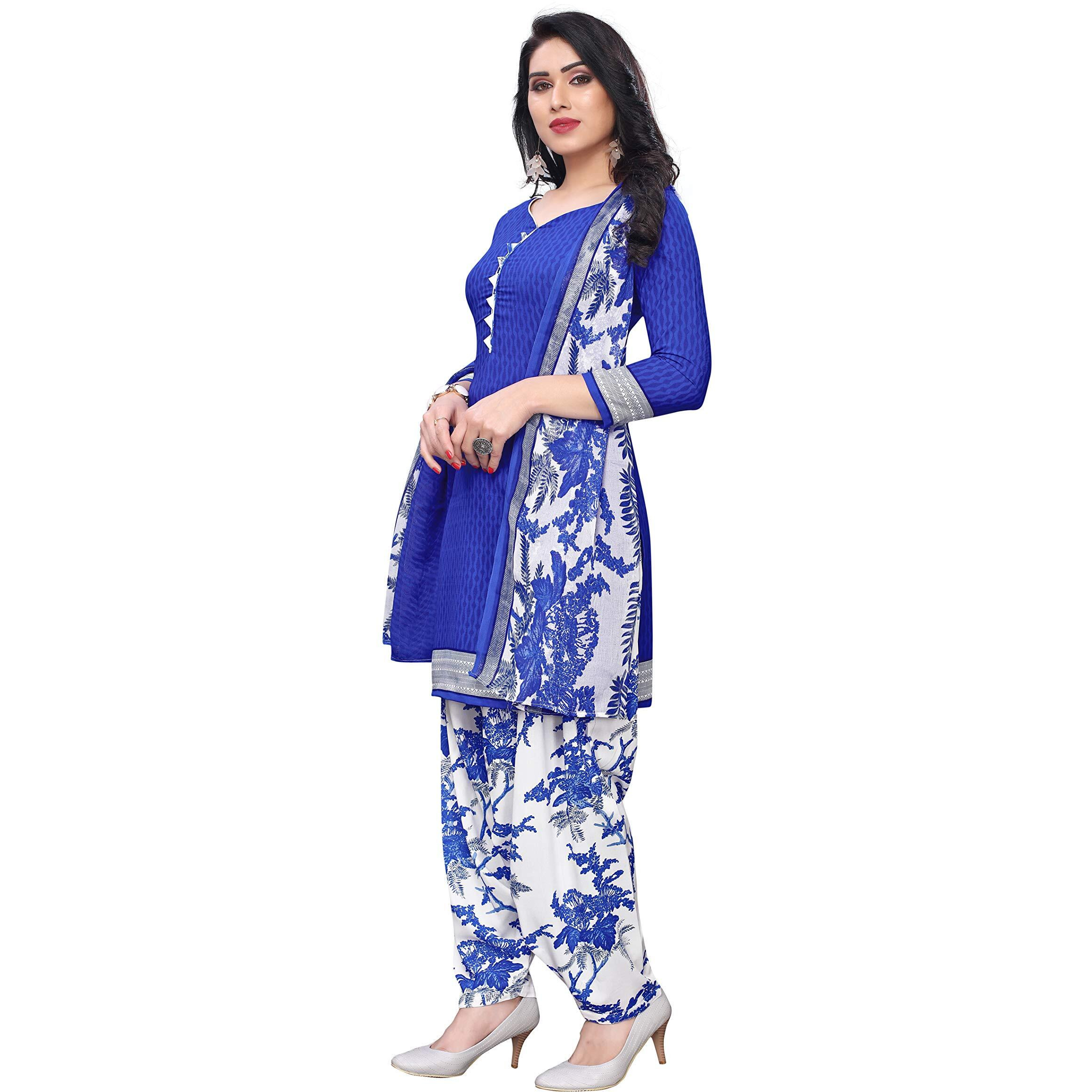 Yashika Women's Crepe No Style Name Dress Material (GHUNGHROO Blue FC Free Size)
