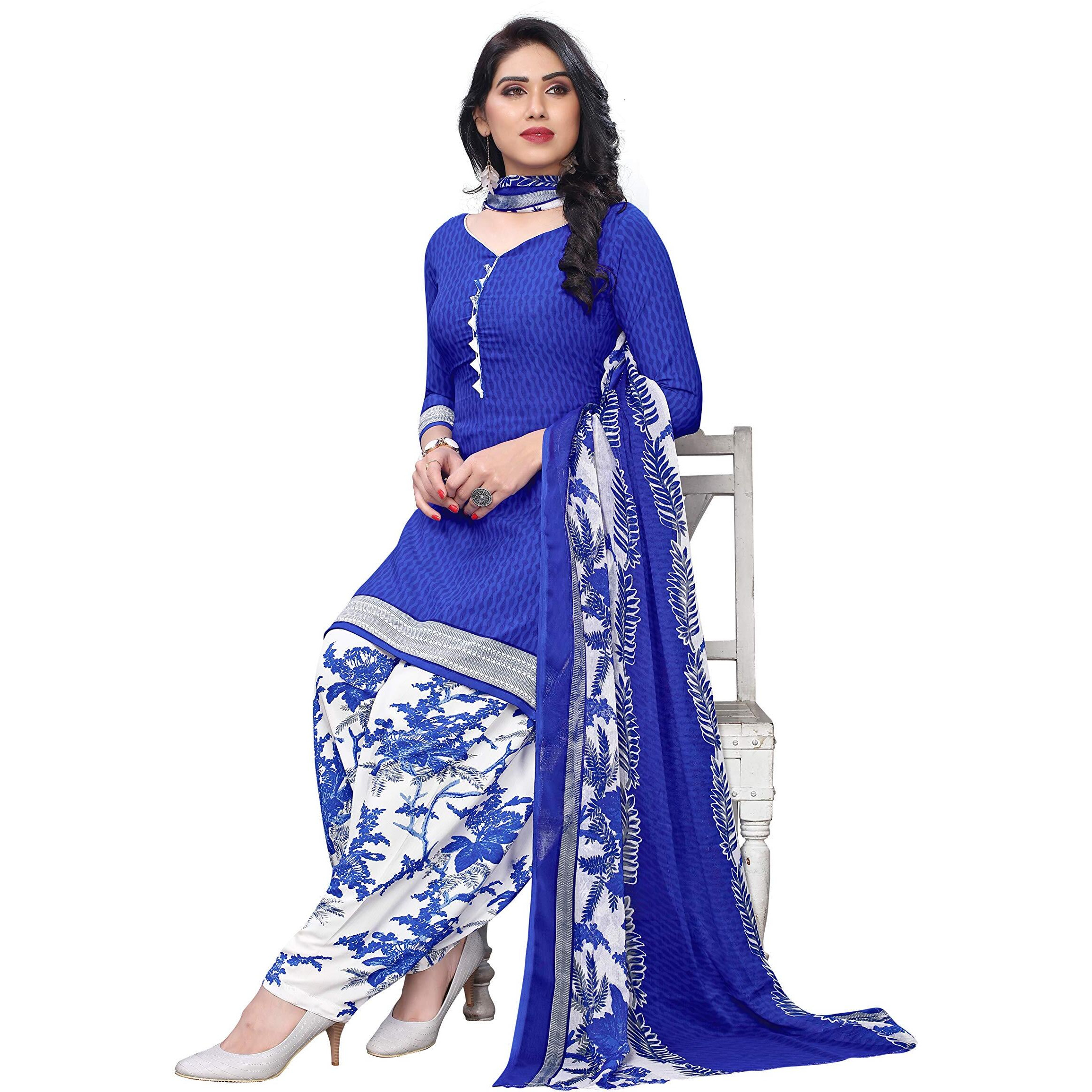 Yashika Women's Crepe No Style Name Dress Material (GHUNGHROO Blue FC Free Size)