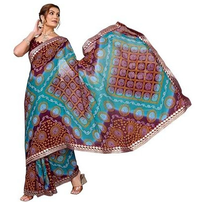Yashika Women's Woven Latest Georgette Saree with Lace and Blouse Material (AZ-YS-P2-AACHAL-KORAM-Parent-NEW_Brown)