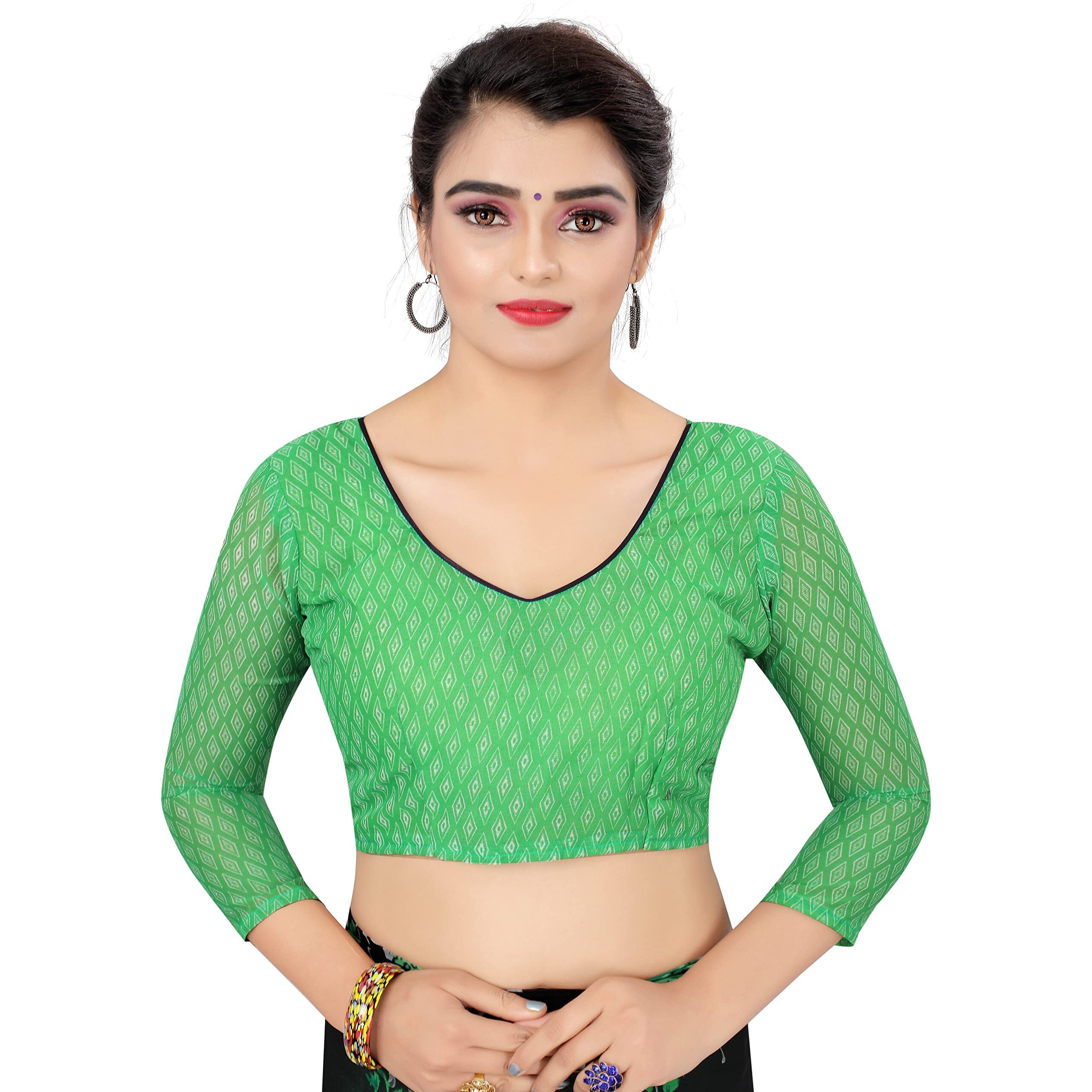 Yashika Women's Pure Georgette Saree Combo Green_Floral Yellow