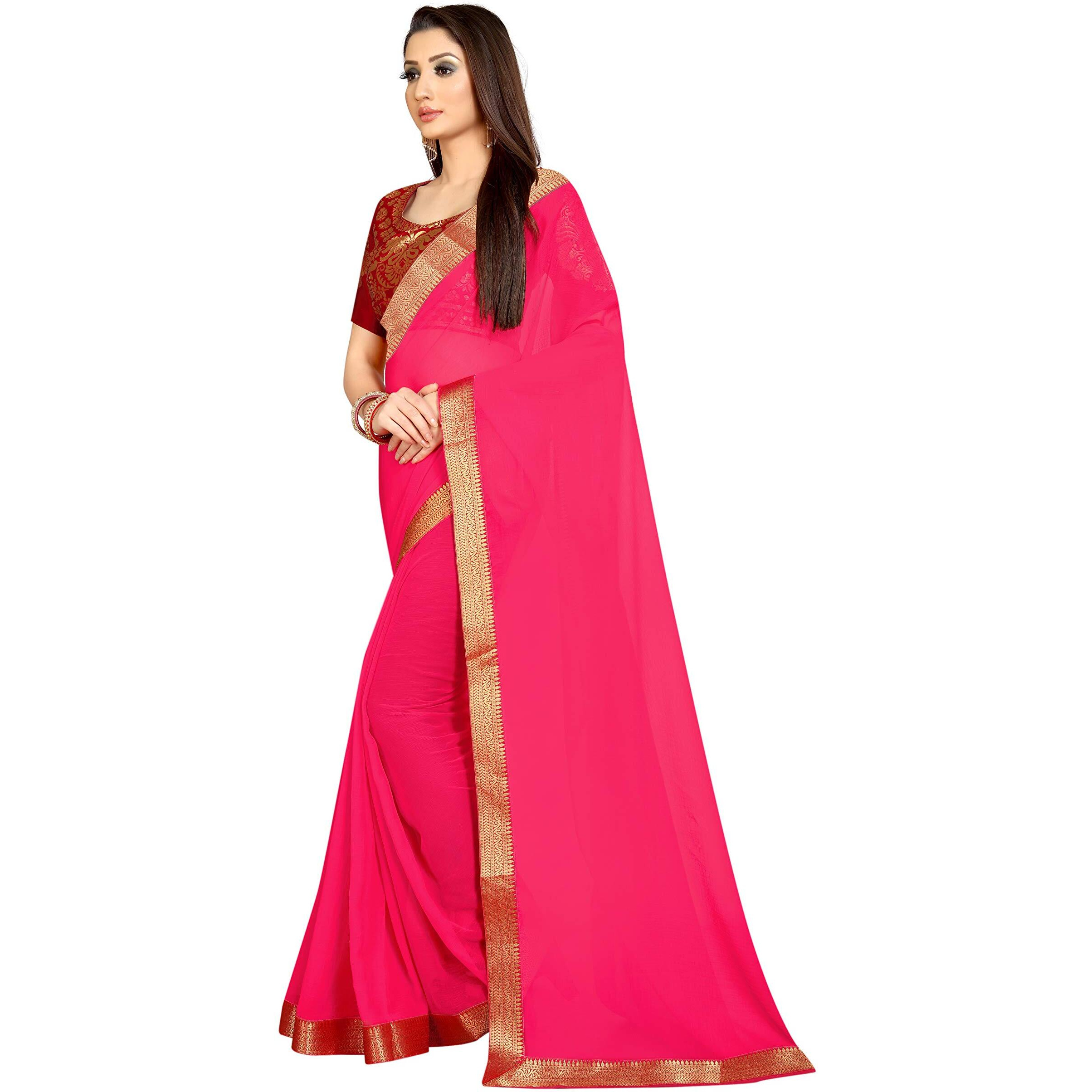 Yashika Women georgette Sarees Pink Red SDPL-KIA PINK RED