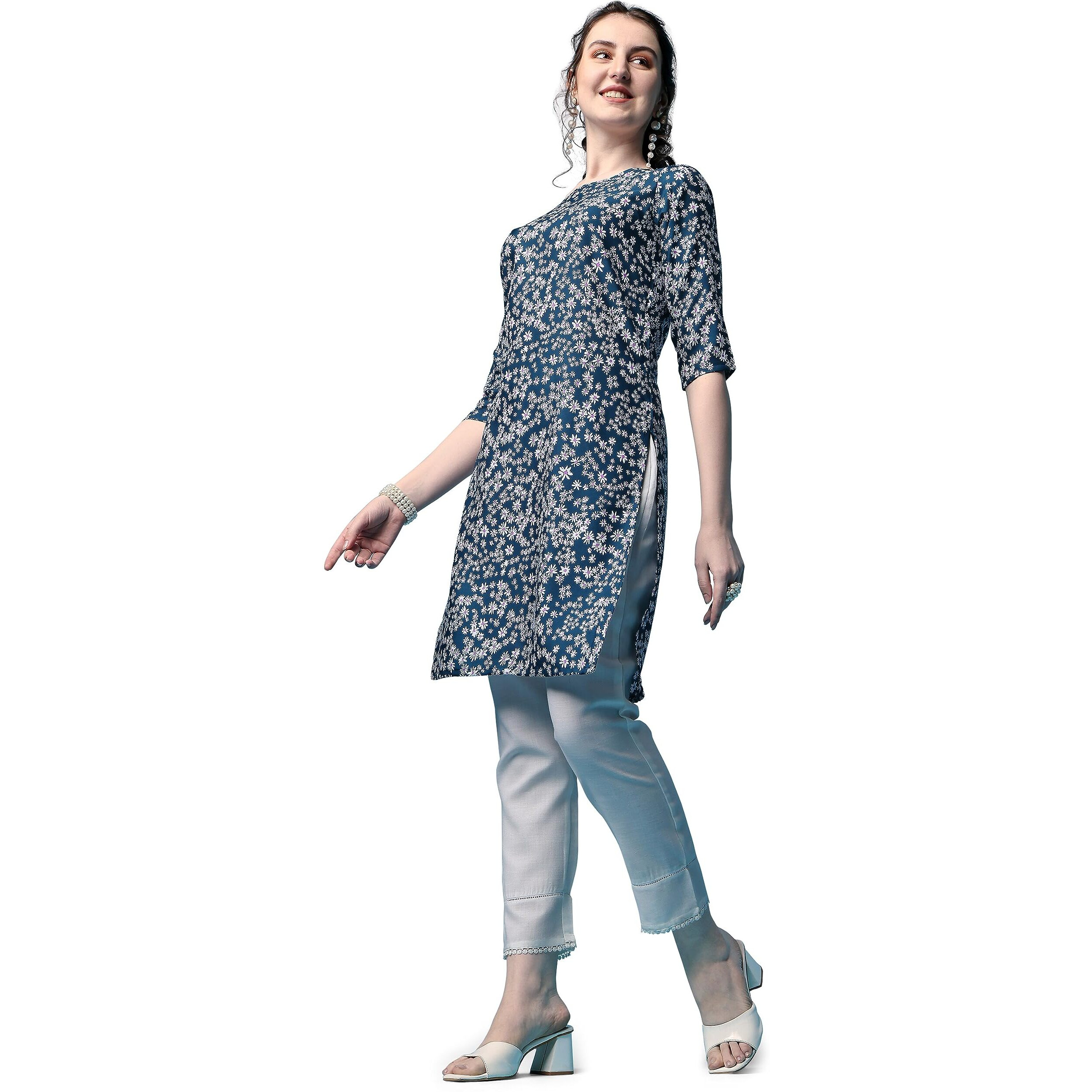 Yashika Women's Crepe Black Color Straight Stitched Kurti || Kurta (YS-K1105-L)