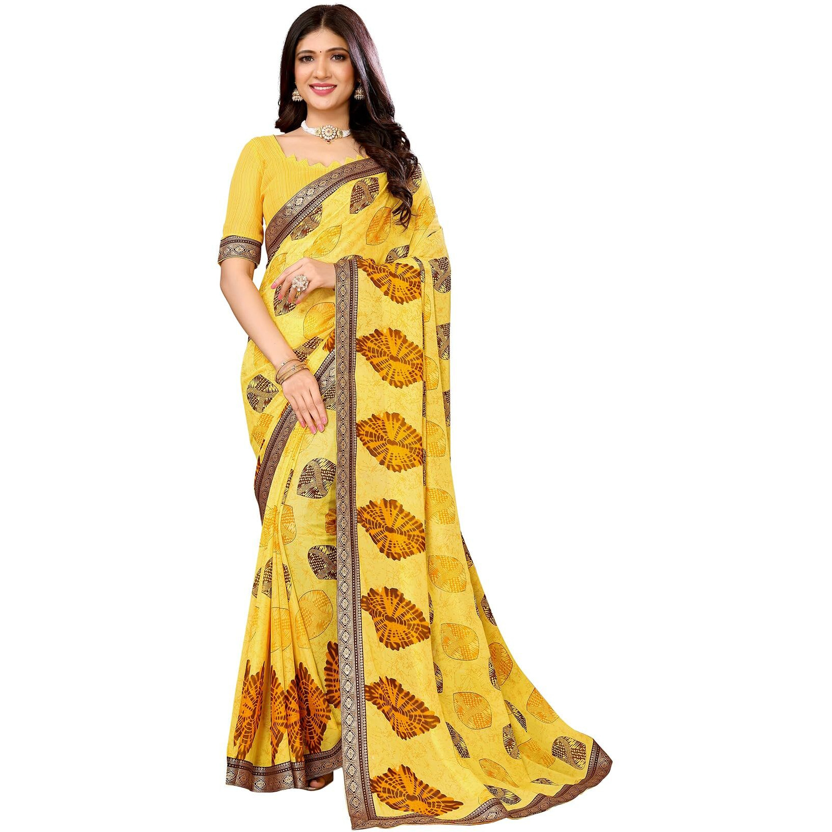 Yashika Woven Georgette Women's Saree (AZ-YS-P1-KUSUM-NAINA-SOMIYA-Parent_Yellow)