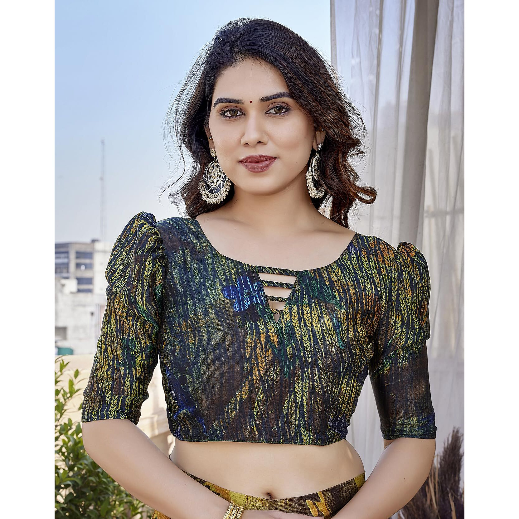 Yashika Women's Elegant Chiffon Saree Ensemble with Blouse Fabric - Embrace Trendy Style in this Exquisite Ethnic Attire (AZ-YS-P1-AASMA BROWN)