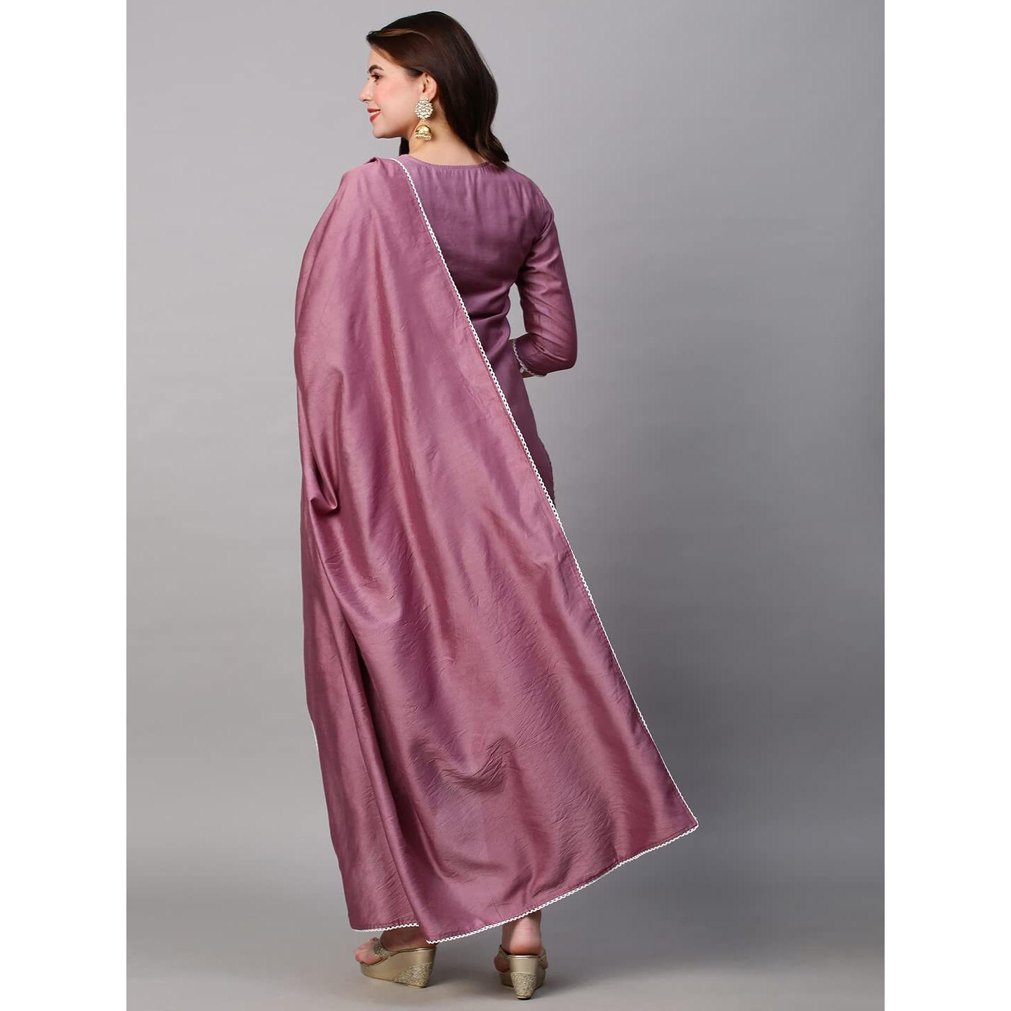 ANNI DESIGNER Women's Cotton Blend Embroidered Straight Kurta with Pant & Dupatta (HIMA-Purple_XXL_Purple_XX-Large)