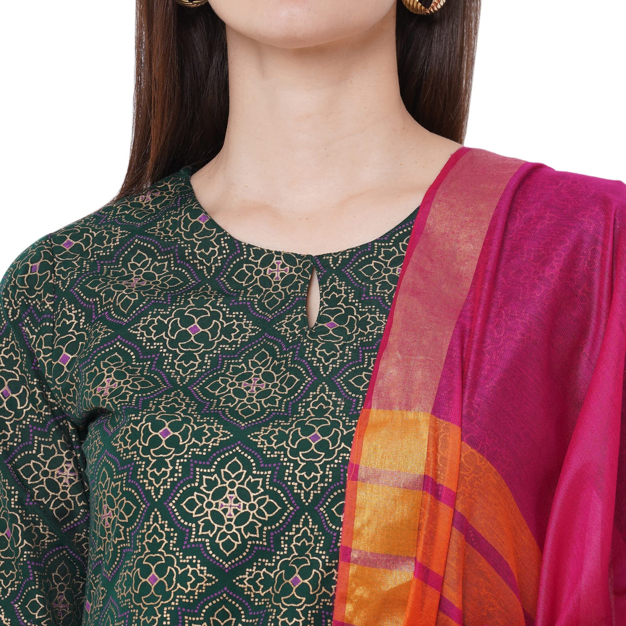 ANNI DESIGNER Women's Cotton Straight Kurta with Palazzo (KUR118_S_Orange_Small)