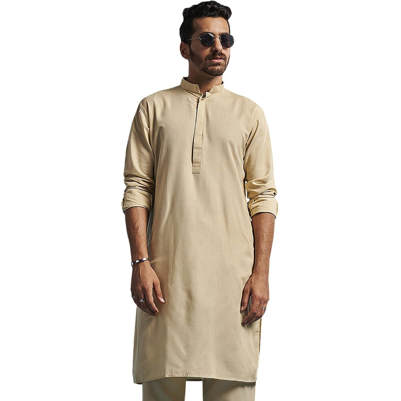 VASTRAMAY Men's Green Cotton Blend Ethnic Kurta_VASMK096GN_40