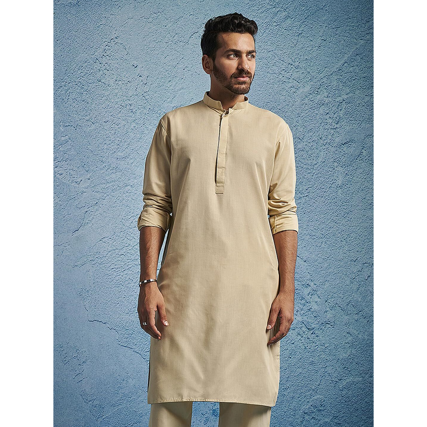 VASTRAMAY Men's Green Cotton Blend Ethnic Kurta_VASMK096GN_40