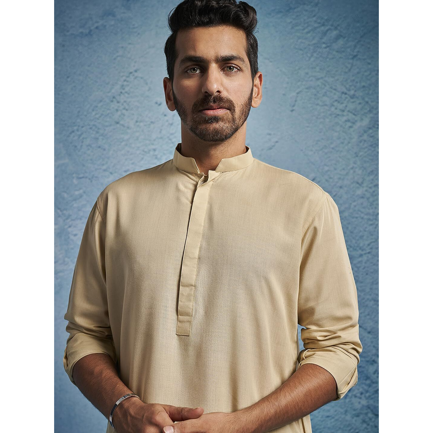 VASTRAMAY Men's Green Cotton Blend Ethnic Kurta_VASMK096GN_40