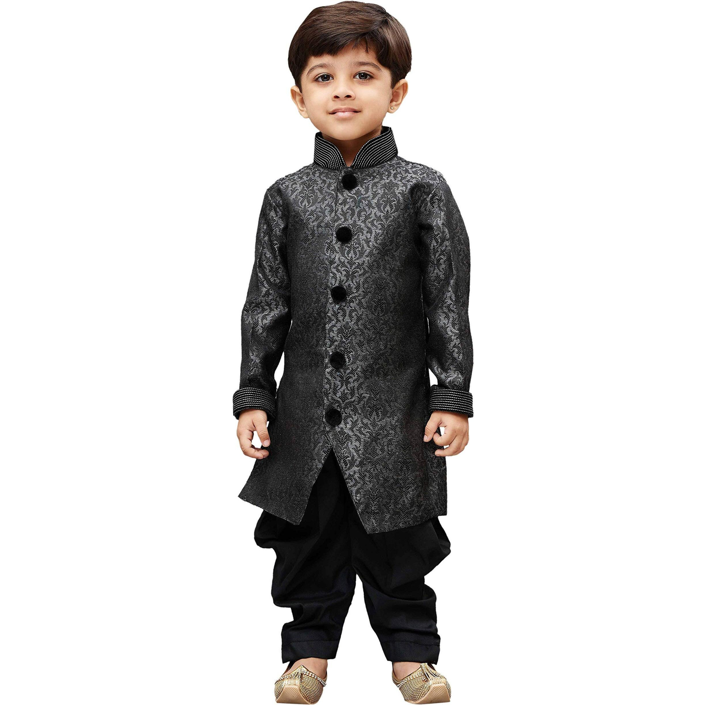 VASTRAMAY Baap Beta Grey Sherwani Suit(36/18)