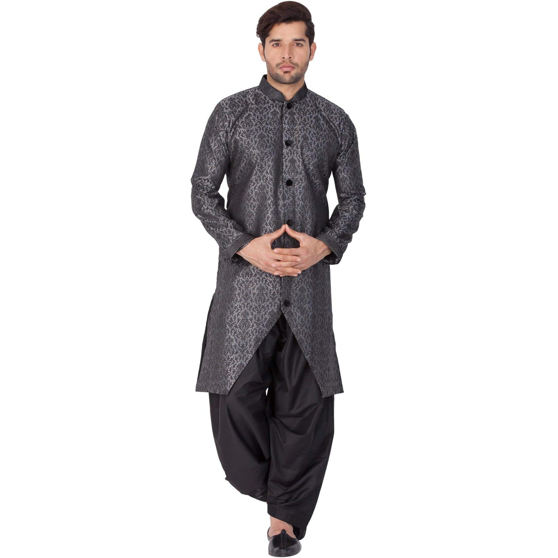 VASTRAMAY Baap Beta Grey Sherwani Suit(36/18)