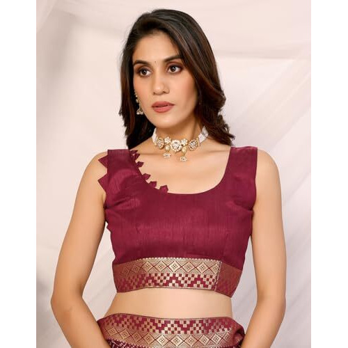 Yashika Women's Woven Latest Georgette Saree with Lace and Blouse Material (AZ-YS-P1-PADMINI-VANSHI-Parent_Maroon)