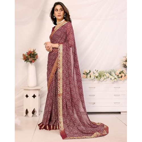 Yashika Women's Woven Latest Georgette Saree with Lace and Blouse Material (AZ-YS-P1-PADMINI-VANSHI-Parent_Maroon)