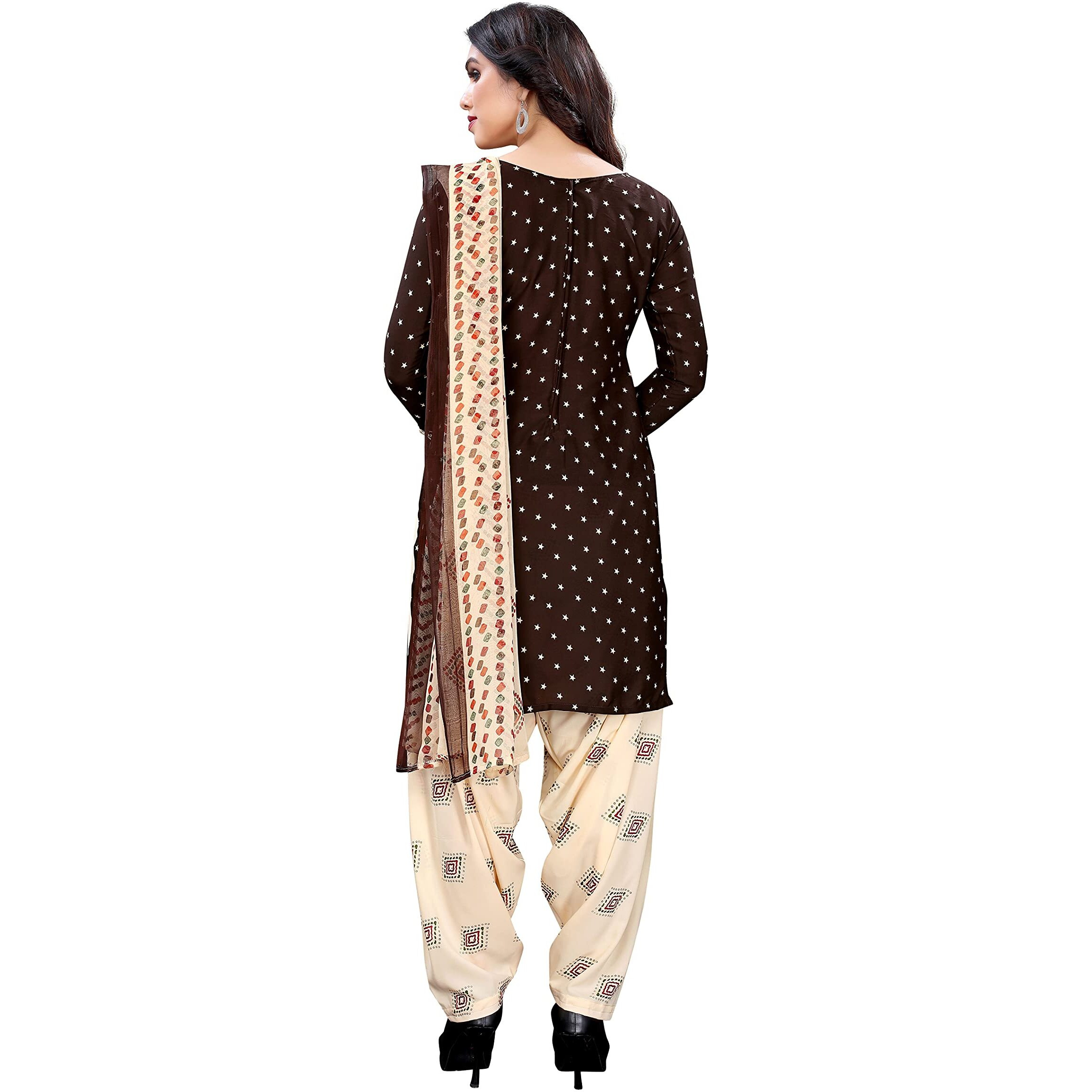 Yashika Women's Crepe Dress Material (HEZAL Coffee_Brown_2XL)