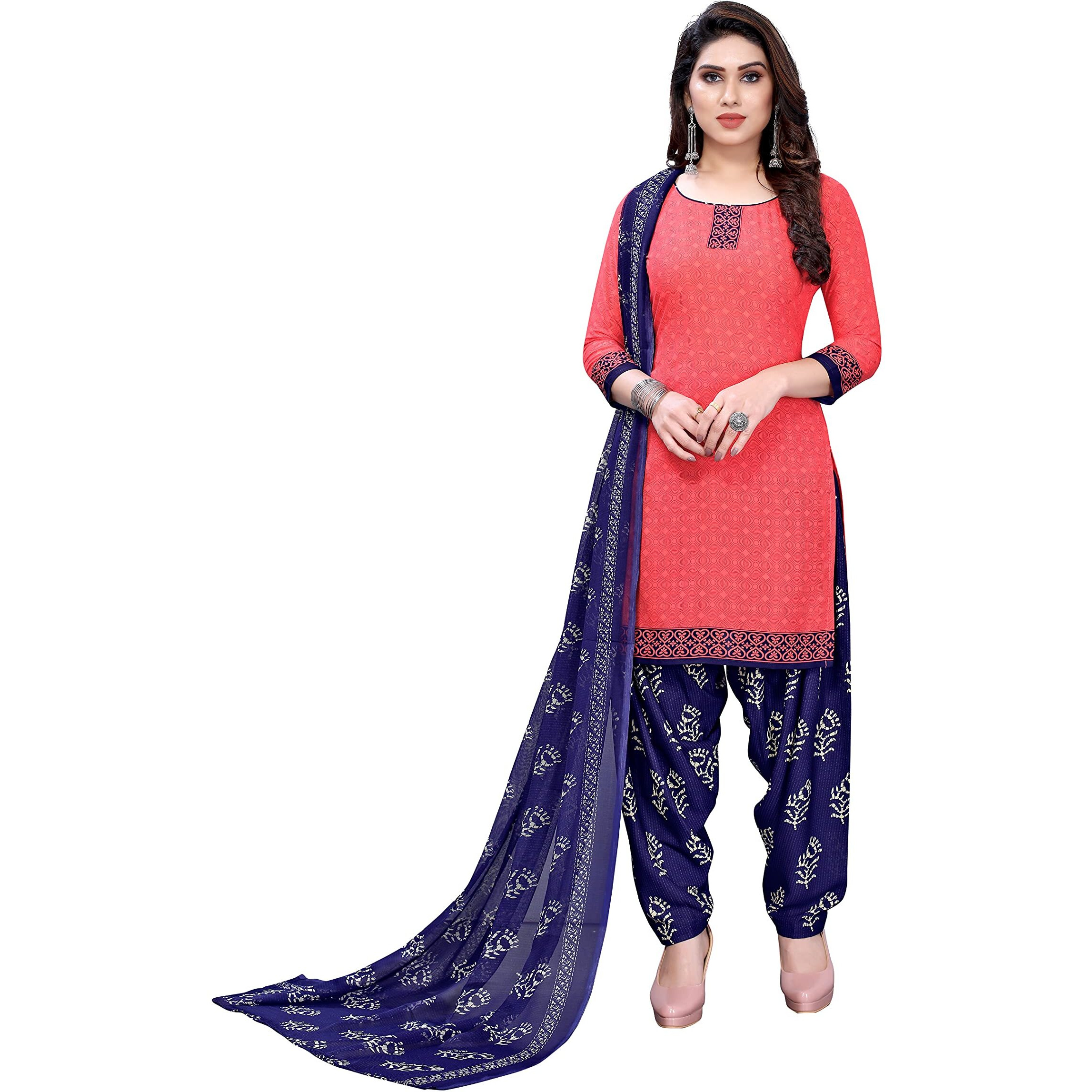Yashika Women's Crepe Dress Material (AARZU Pink_Dark 2XL)