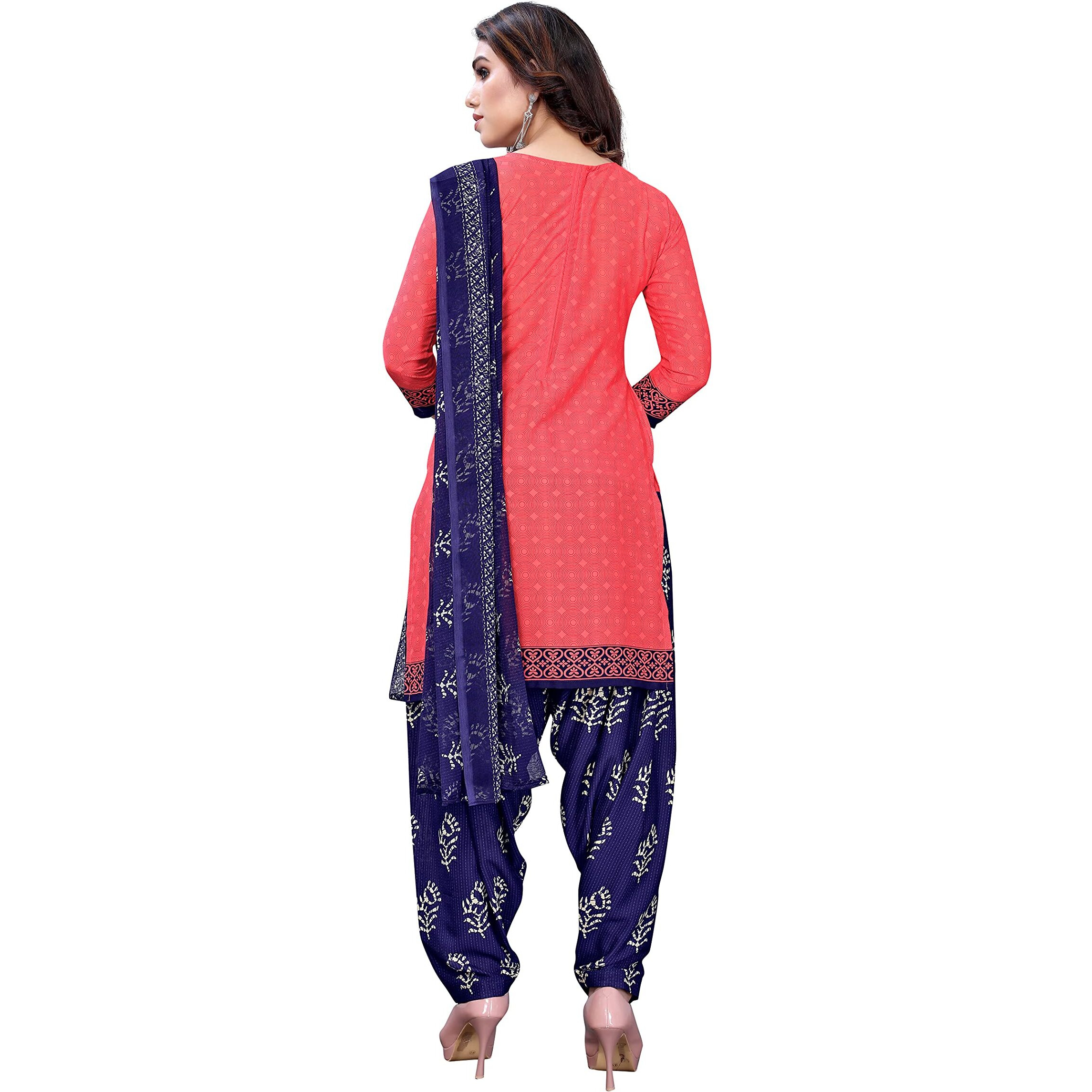 Yashika Women's Crepe Dress Material (AARZU Pink_Dark 2XL)