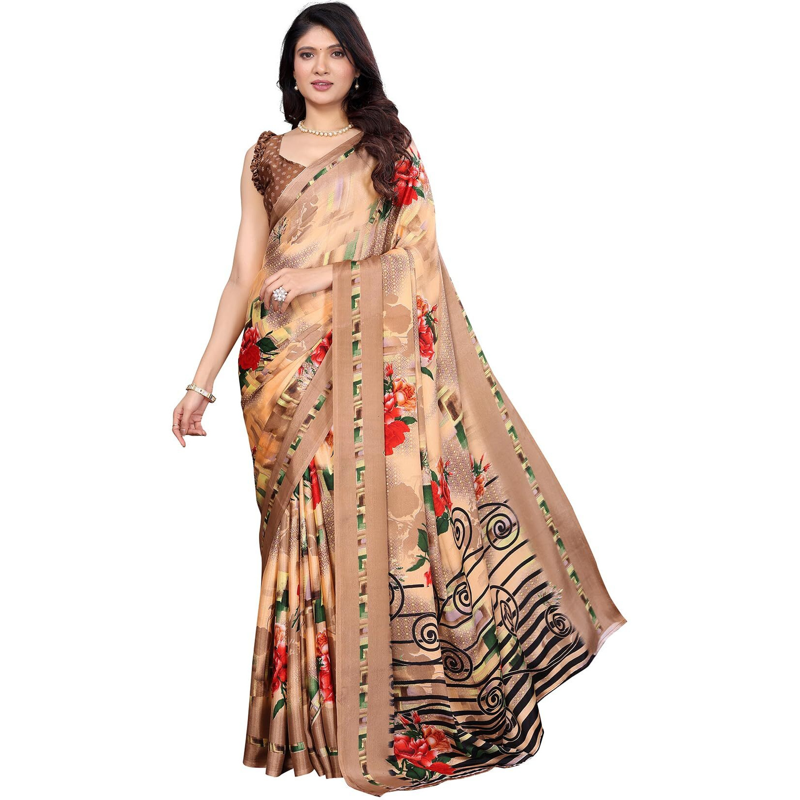 Yashika Women's Tussar Silk Printed Saree With Blouse Material |saree for Women | saree collection 2025 | New Sari | Latest Saree (AZ-YS-P1-ASHIKA ORANGE)