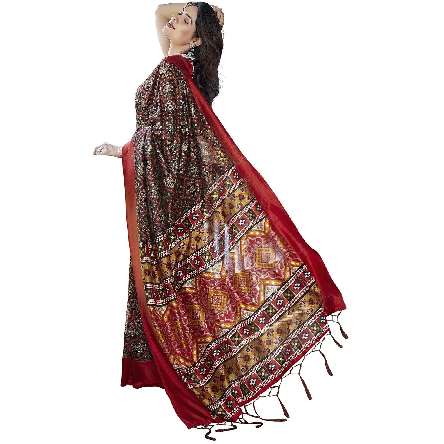 Yashika Women's Printed Art Silk Women Saree Kanjivaram Saree with Blouse Material |saree for Women | Saree | New Sari | Latest Saree (AZ-YS-P1-KAPALI BLACK JHALAR)