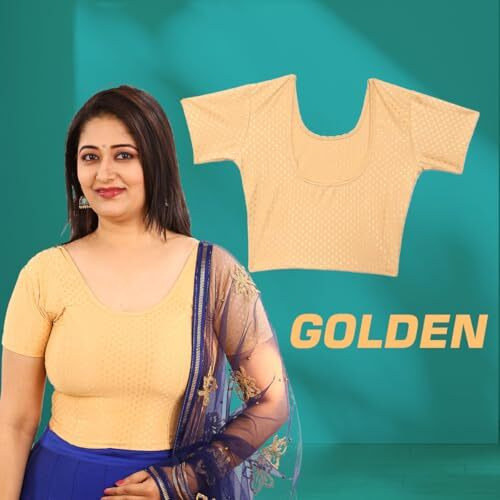 Yashika Women's Solid Short Sleeve Regular Fit Lycra Blend Pack of 3 Blouse for Saree (AZ-YS-OG PK03-Parent_Multicolor L)