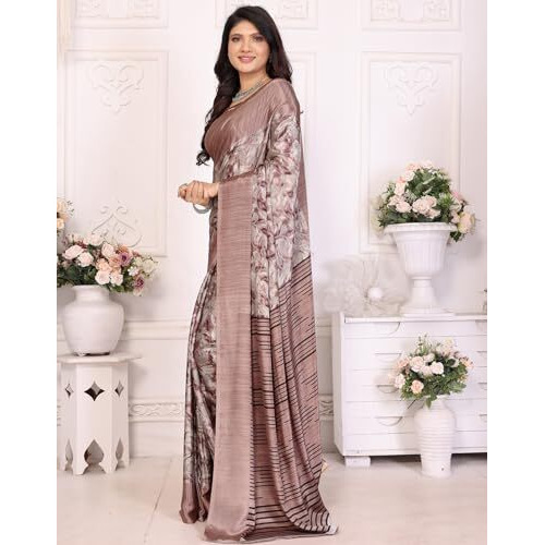 Yashika Women's Tussar Silk Printed Saree With Blouse Material |saree for Women | saree collection 2025 | New Sari | Latest Saree (AZ-YS-P1-SULEKHA PEACH)