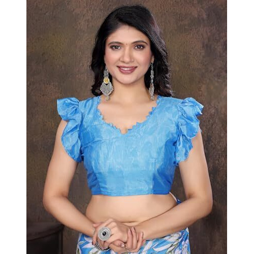 Yashika Women's Tussar Silk Printed Saree With Blouse Material |saree for Women | saree collection 2025 | New Sari | Latest Saree (AZ-YS-P1-HASINA BLUE)