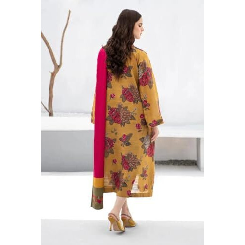 ANNI DESIGNER Women's Rayon Viscose Printed Straight Kurta with Pant & Dupatta (Alim Yellow_XXL_Yellow_XX-Large)