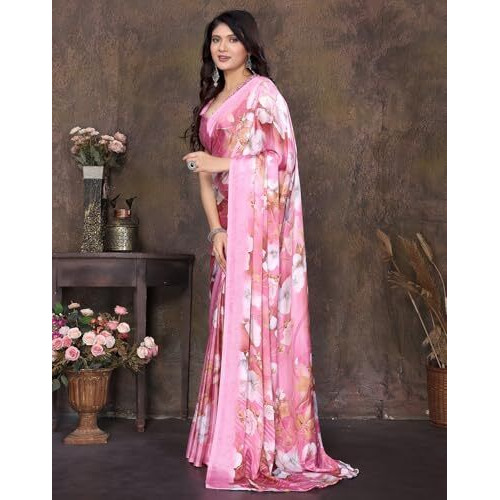 Yashika Women's Tussar Silk Printed Saree With Blouse Material |saree for Women | saree collection 2025 | New Sari | Latest Saree (AZ-YS-P1-SHAHINA PINK)
