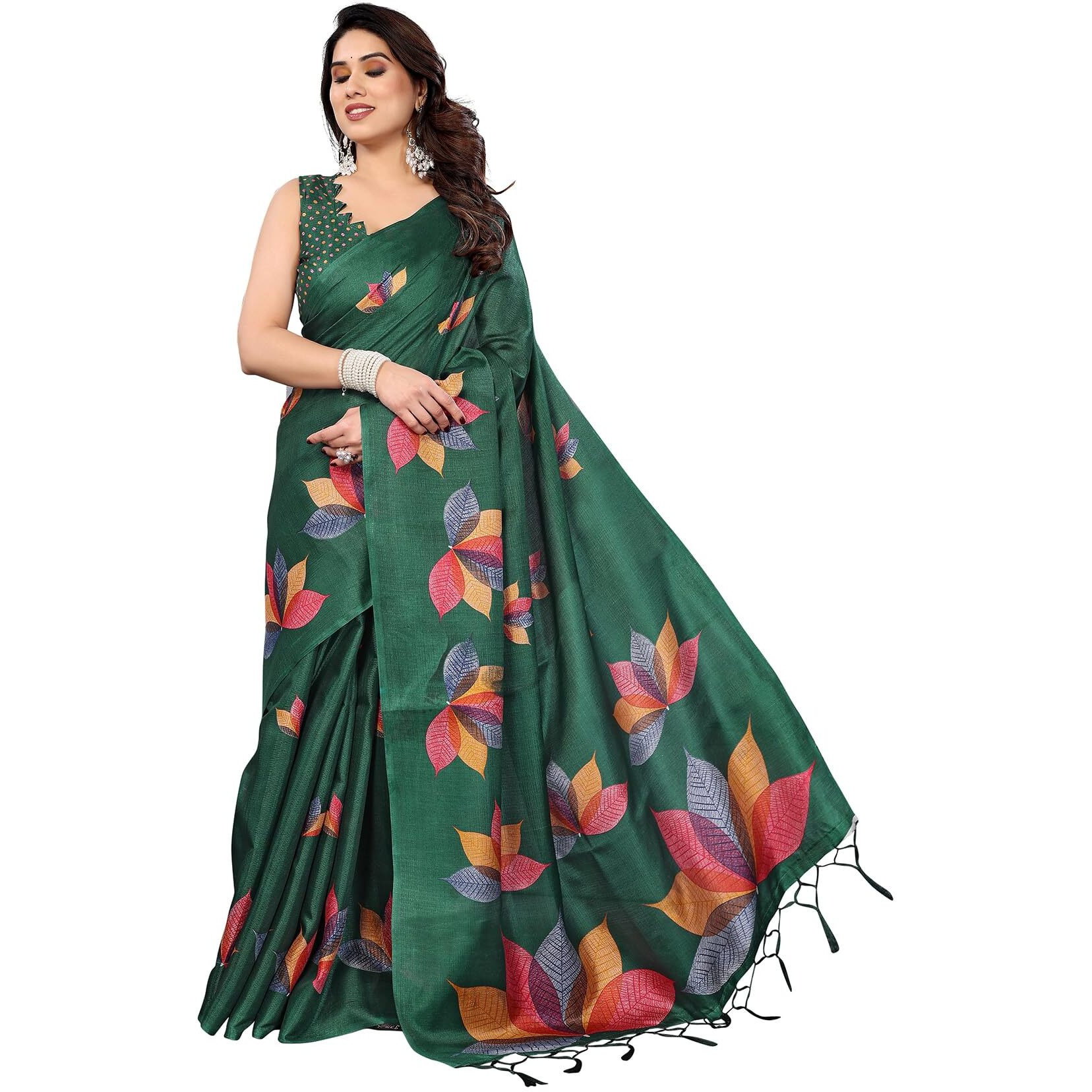 Yashika Women's Printed Art Silk Women Saree Kanjivaram Saree with Blouse Material |saree for Women | Saree | New Sari | Latest Saree (AZ-YS-P1-DENISHA GREEN JHALAR)