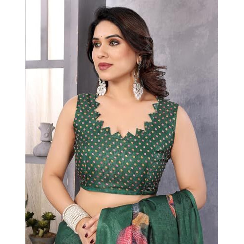 Yashika Women's Printed Art Silk Women Saree Kanjivaram Saree with Blouse Material |saree for Women | Saree | New Sari | Latest Saree (AZ-YS-P1-DENISHA GREEN JHALAR)