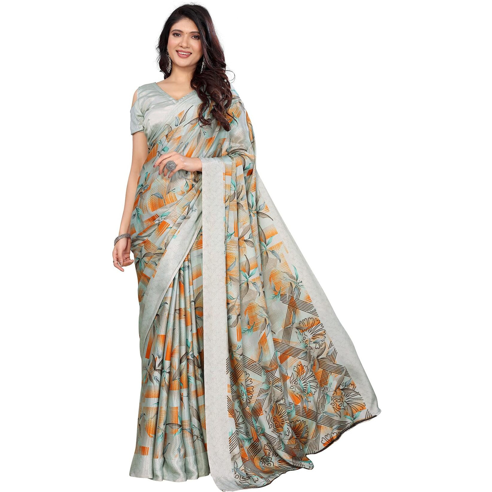 Yashika Women's Tussar Silk Printed Saree With Blouse Material |saree for Women | saree collection 2025 | New Sari | Latest Saree (AZ-YS-P1-SOHALI LIGHT GREEN)