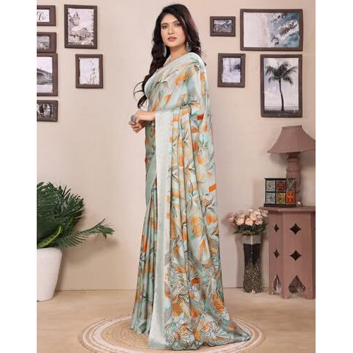 Yashika Women's Tussar Silk Printed Saree With Blouse Material |saree for Women | saree collection 2025 | New Sari | Latest Saree (AZ-YS-P1-SOHALI LIGHT GREEN)