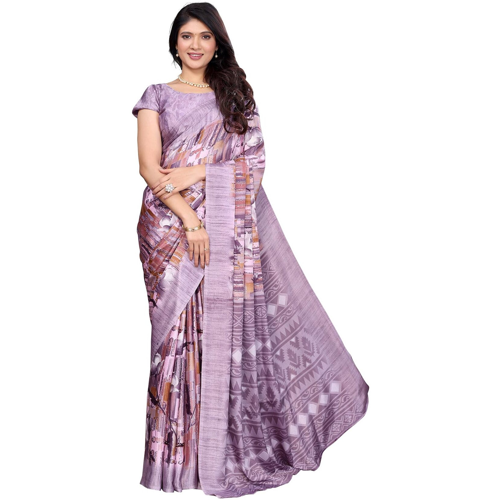 Yashika Women's Tussar Silk Printed Saree With Blouse Material |saree for Women | saree collection 2025 | New Sari | Latest Saree (AZ-YS-P1-NIRMALA PURPLE)